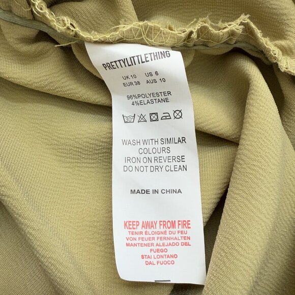 NWT PrettyLittleThing Puff Sleeve Corset Bodycon Mini Dress Womens 6 Olive Green - Picture 14 of 15
